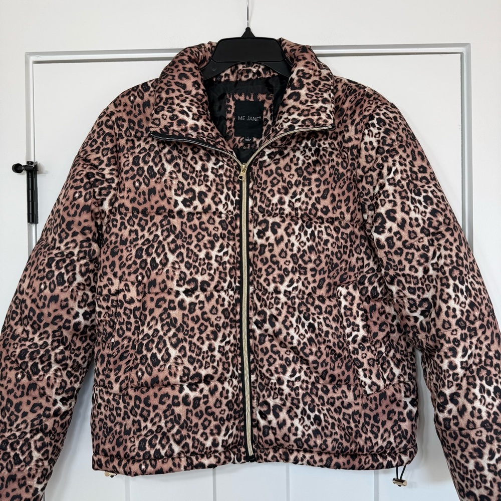 Me Jane Leopard Print Puffer Jacket Women’s Small Excellent - Picture 2 of 11